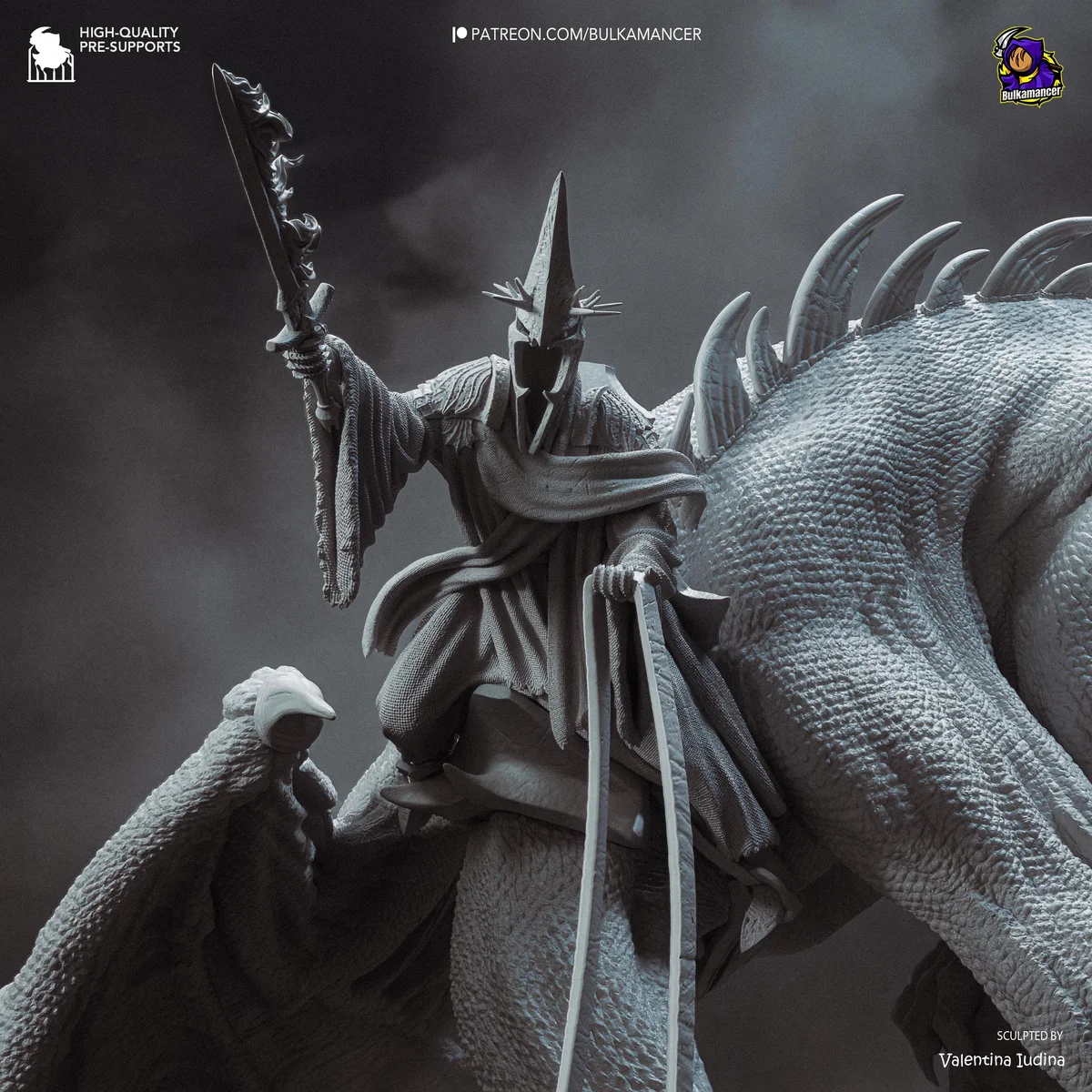Witch-King of Angmar on Fell Beast - Lord of the Rings LOTR Unpainted Resin Diorama Kit - 1/20 Scale 314mm 12.4in - Statue — 10/10