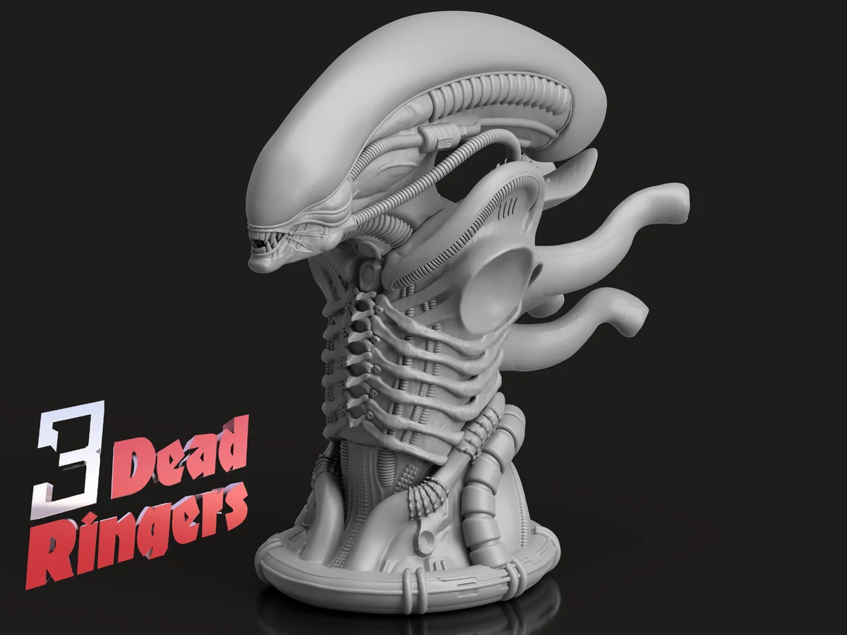 Xenomorph Sci-Fi Horror - Alien 1979 Unpainted Resin Bust Kit - 1/8 Scale - 3D Printed Statue Fan Art — 1/9