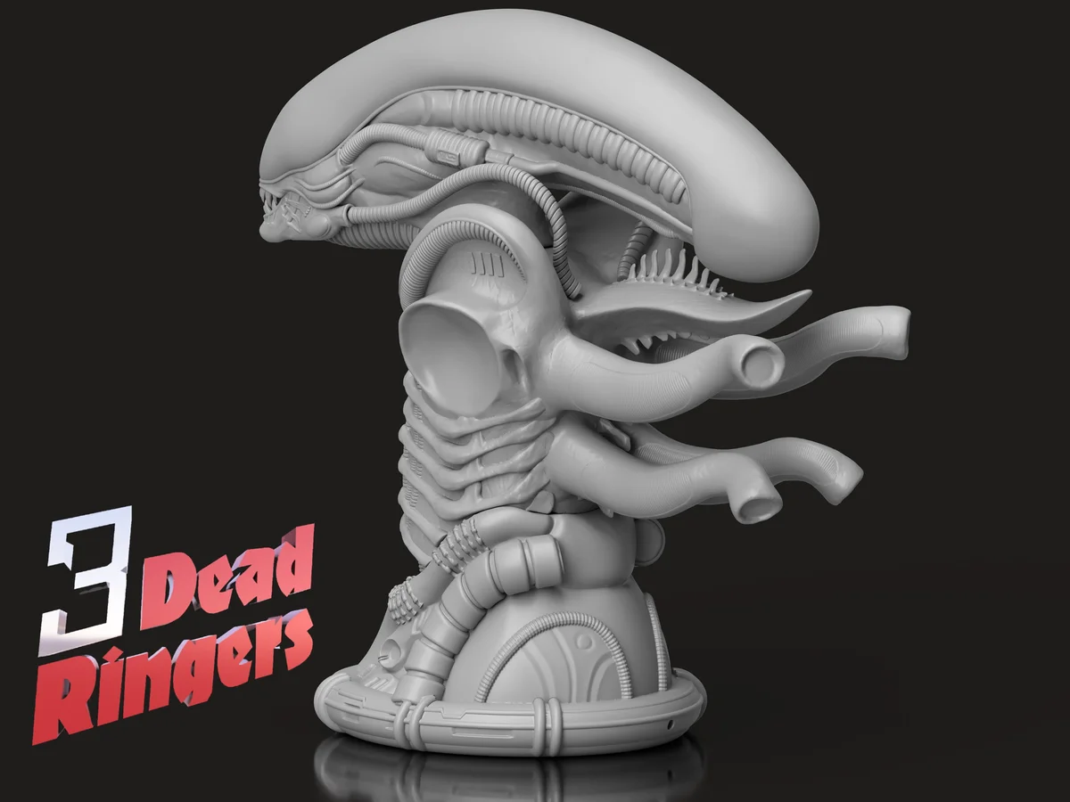 Xenomorph Sci-Fi Horror - Alien 1979 Unpainted Resin Bust Kit - 1/8 Scale - 3D Printed Statue Fan Art — 3/9