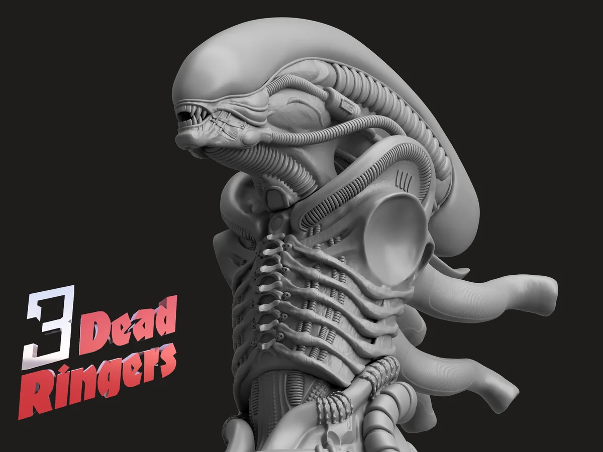 Xenomorph Sci-Fi Horror - Alien 1979 Unpainted Resin Bust Kit - 1/8 Scale - 3D Printed Statue Fan Art — 5/9