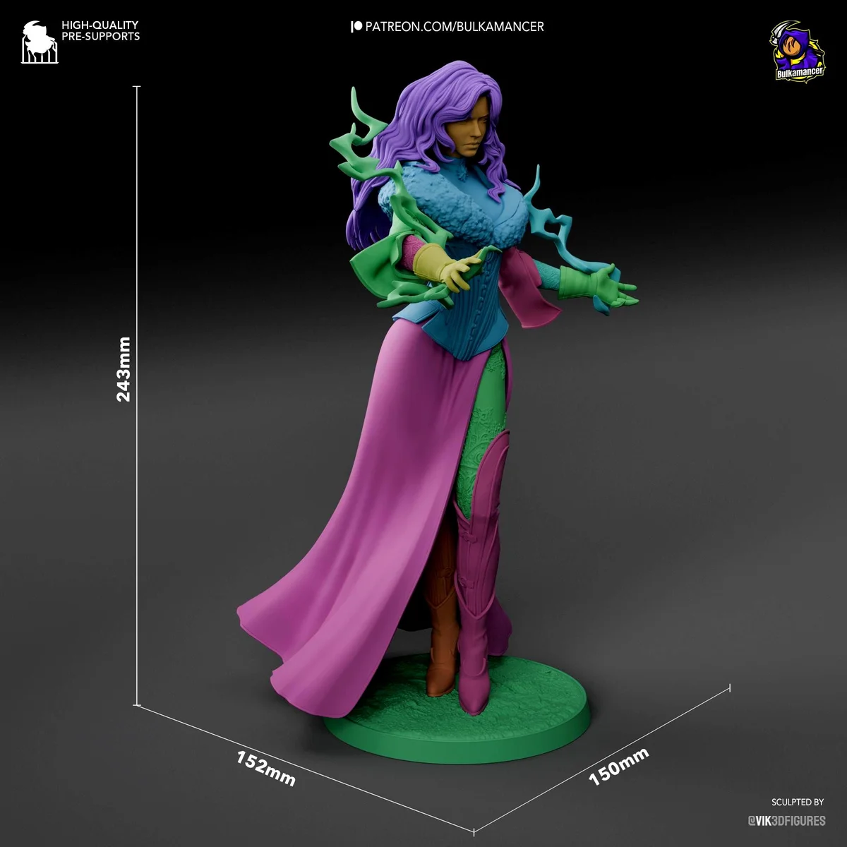 Yennefer of Vengerberg Sorceress Mage - The Witcher Unpainted Resin Figurine Kit - 1/8 Scale 243mm 9.6in - 3D Printed Statue Fan Art — 2/10