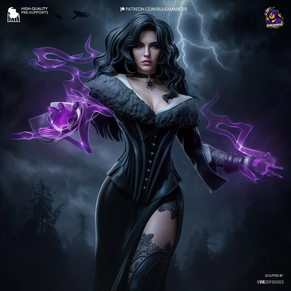 Yennefer of Vengerberg Sorceress Mage - The Witcher Unpainted Resin Figurine Kit - 1/8 Scale 243mm 9.6in - 3D Printed Statue Fan Art — 4/10