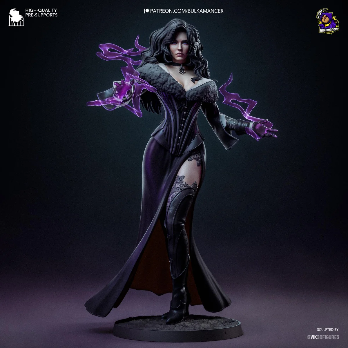 Yennefer of Vengerberg Sorceress Mage - The Witcher Unpainted Resin Figurine Kit - 1/8 Scale 243mm 9.6in - 3D Printed Statue Fan Art — 5/10