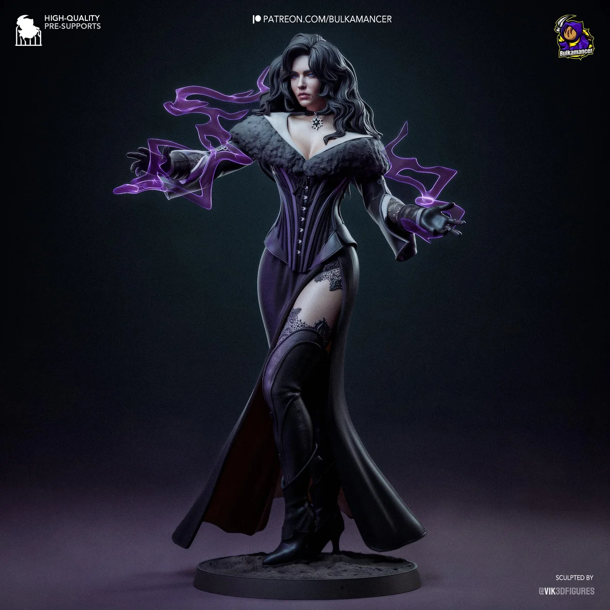 Yennefer of Vengerberg Sorceress Mage - The Witcher Unpainted Resin Figurine Kit - 1/8 Scale 243mm 9.6in - 3D Printed Statue Fan Art — 1/10