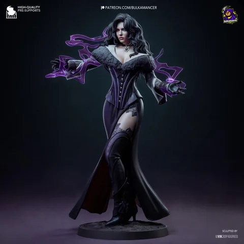 Yennefer of Vengerberg Sorceress Mage - The Witcher Unpainted Resin Figurine Kit - 1/8 Scale 243mm 9.6in - 3D Printed Statue Fan Art