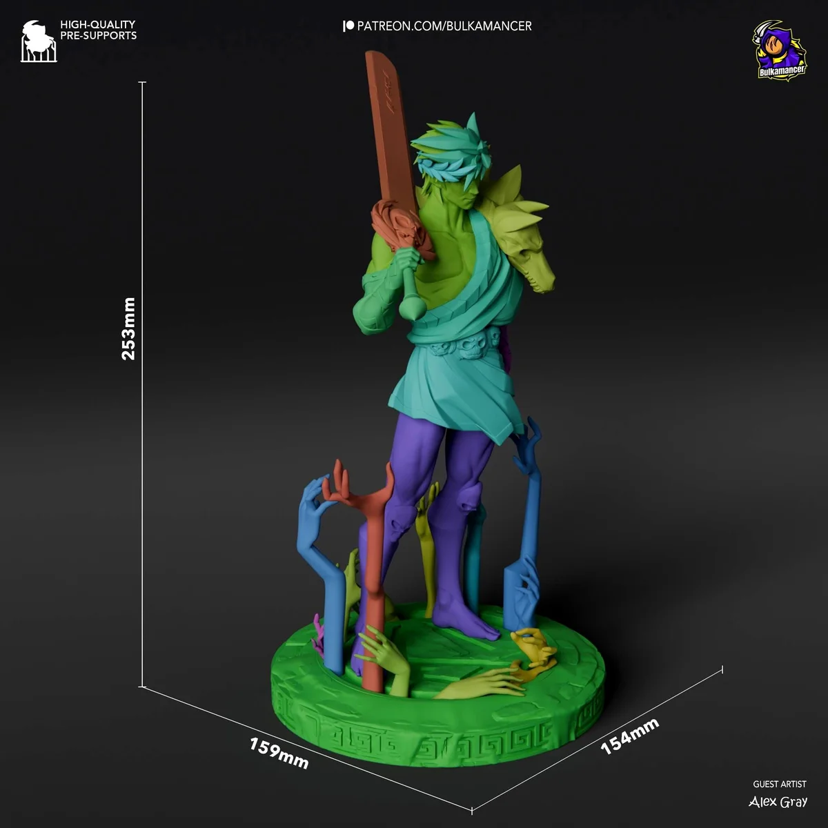 Zagreus Prince of the Underworld - Hades Supergiant Unpainted Resin Figurine Kit - 1/8 Scale 253mm 10.0in - 3D Printed Statue Fan Art — 2/10