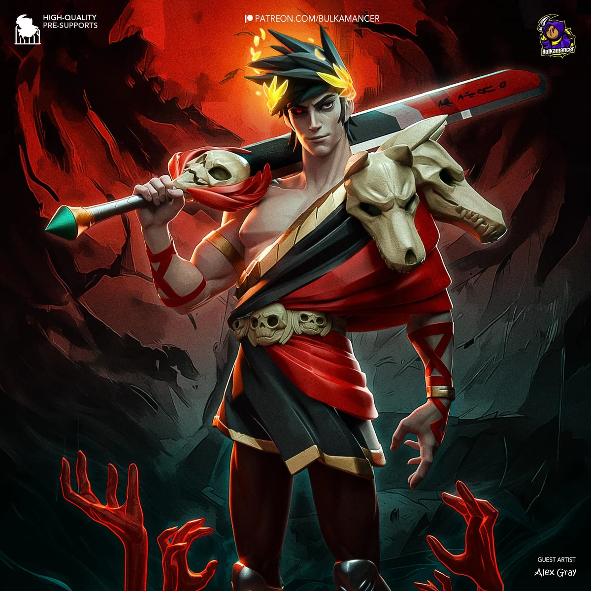 Zagreus Prince of the Underworld - Hades Supergiant Unpainted Resin Figurine Kit - 1/8 Scale 253mm 10.0in - 3D Printed Statue Fan Art — 4/10