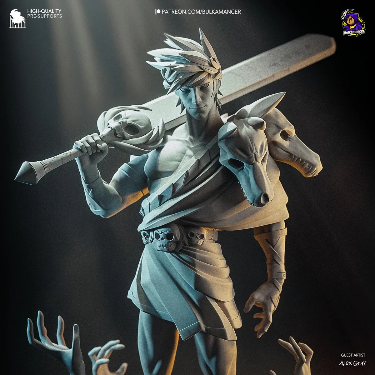 Zagreus Prince of the Underworld - Hades Supergiant Unpainted Resin Figurine Kit - 1/8 Scale 253mm 10.0in - 3D Printed Statue Fan Art — 5/10
