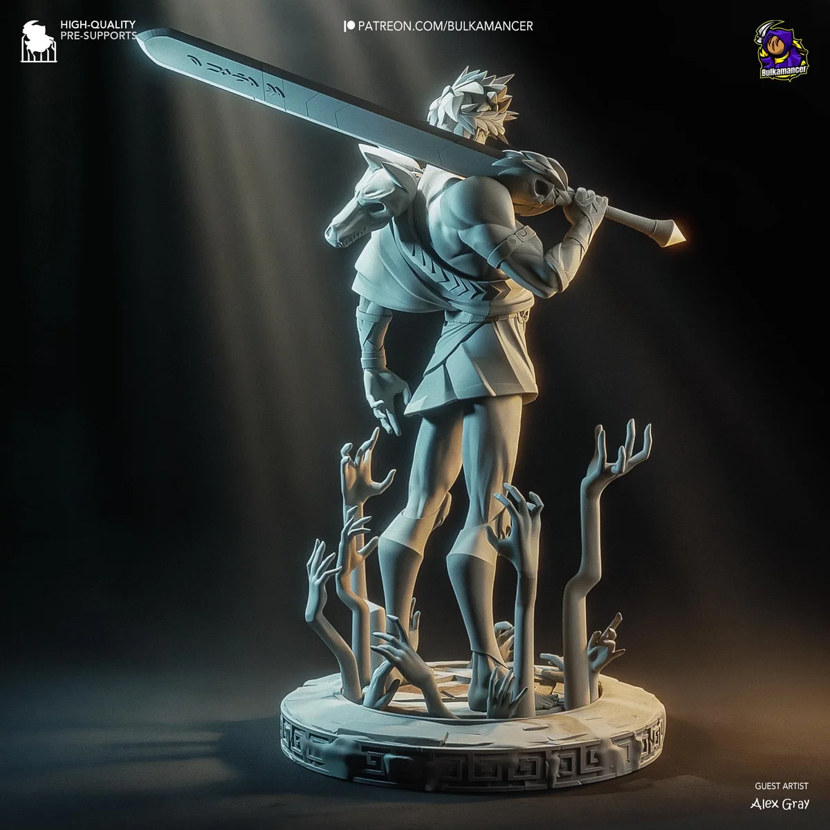 Zagreus Prince of the Underworld - Hades Supergiant Unpainted Resin Figurine Kit - 1/8 Scale 253mm 10.0in - 3D Printed Statue Fan Art — 6/10