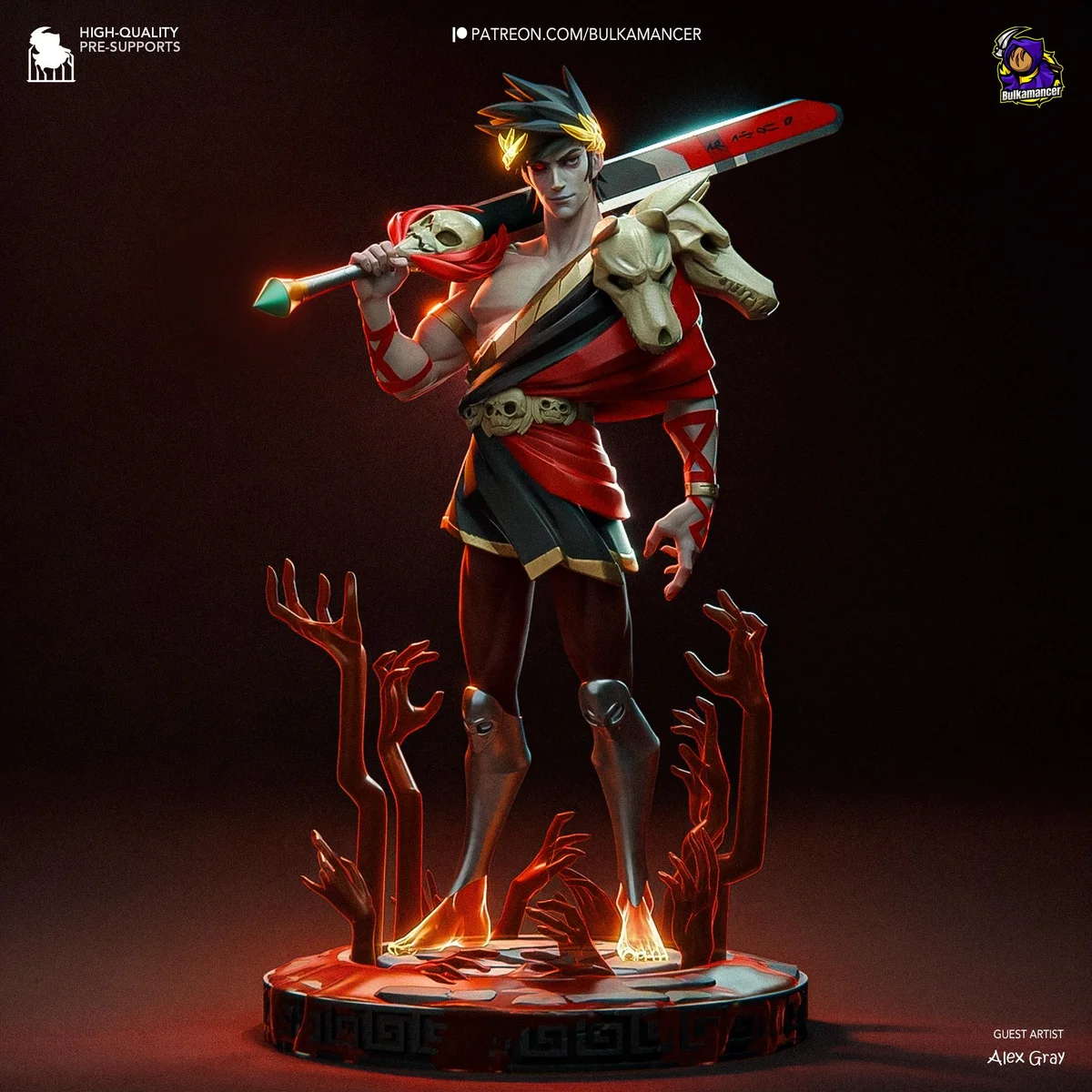 Zagreus Prince of the Underworld - Hades Supergiant Unpainted Resin Figurine Kit - 1/8 Scale 253mm 10.0in - 3D Printed Statue Fan Art — 1/10