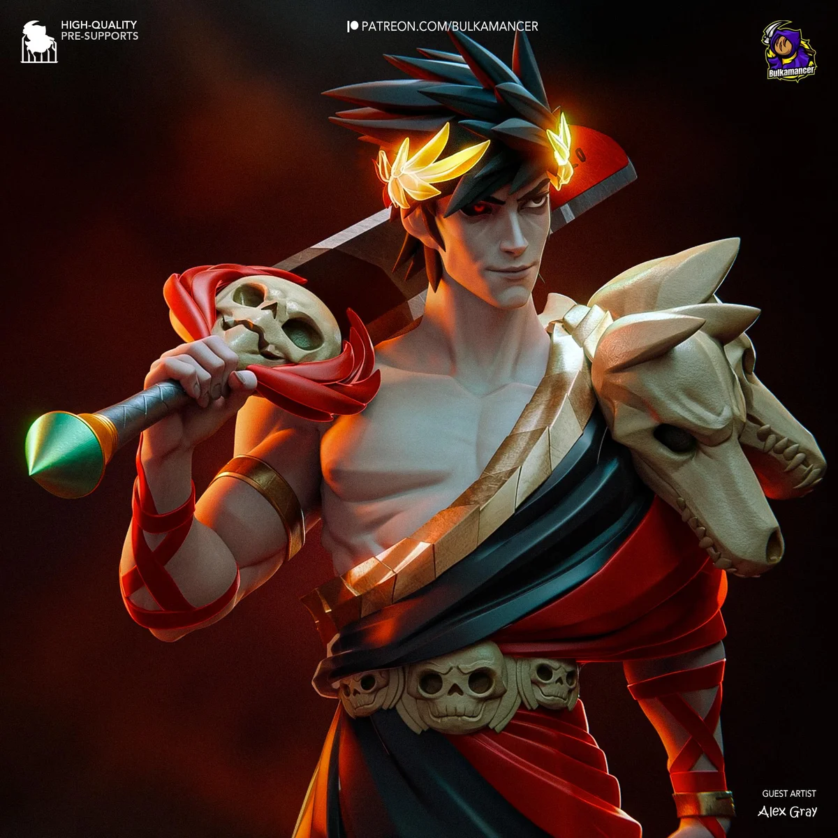 Zagreus Prince of the Underworld - Hades Supergiant Unpainted Resin Figurine Kit - 1/8 Scale 253mm 10.0in - 3D Printed Statue Fan Art — 7/10