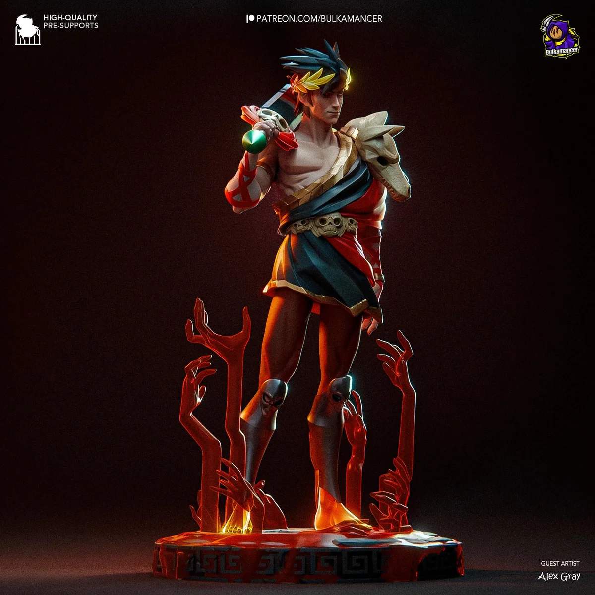 Zagreus Prince of the Underworld - Hades Supergiant Unpainted Resin Figurine Kit - 1/8 Scale 253mm 10.0in - 3D Printed Statue Fan Art — 8/10