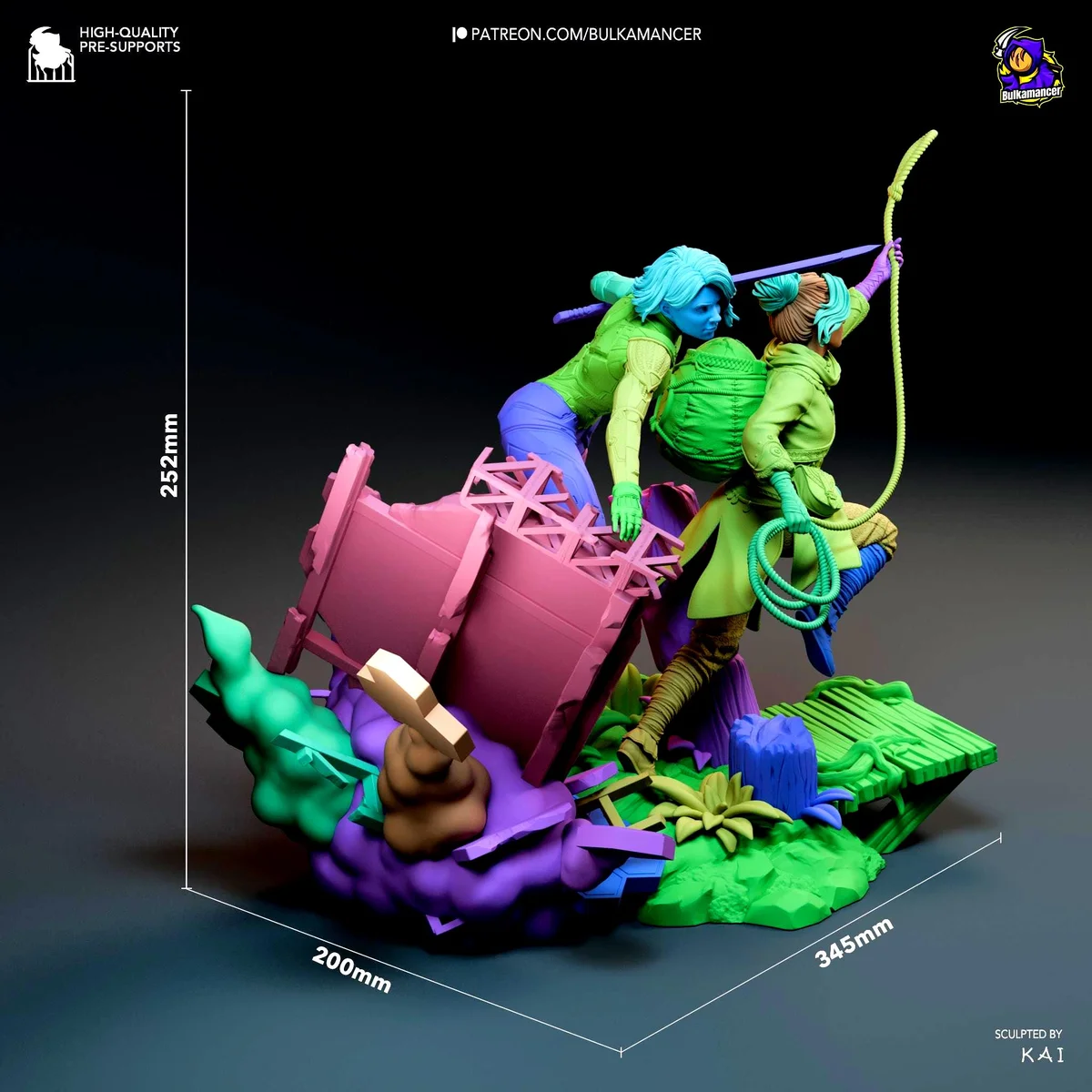 Zoe and Mio Coop Adventure Diorama - Split Fiction Hazelight Unpainted Resin Diorama Kit - 1/8 Scale 252mm 9.9in - 3D Printed Statue Fan Art — 2/10
