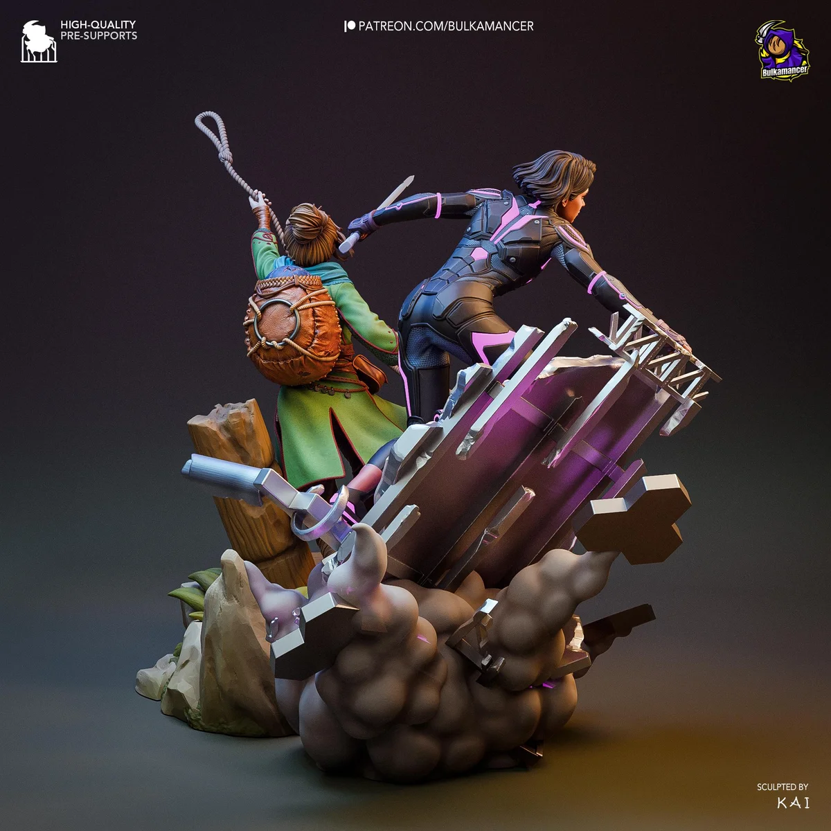 Zoe and Mio Coop Adventure Diorama - Split Fiction Hazelight Unpainted Resin Diorama Kit - 1/8 Scale 252mm 9.9in - 3D Printed Statue Fan Art — 6/10