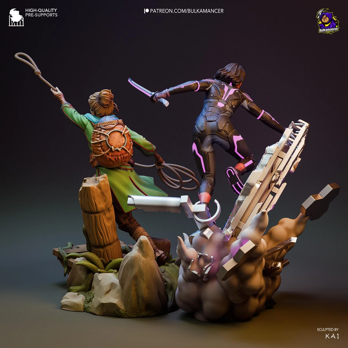 Zoe and Mio Coop Adventure Diorama - Split Fiction Hazelight Unpainted Resin Diorama Kit - 1/8 Scale 252mm 9.9in - 3D Printed Statue Fan Art — 8/10