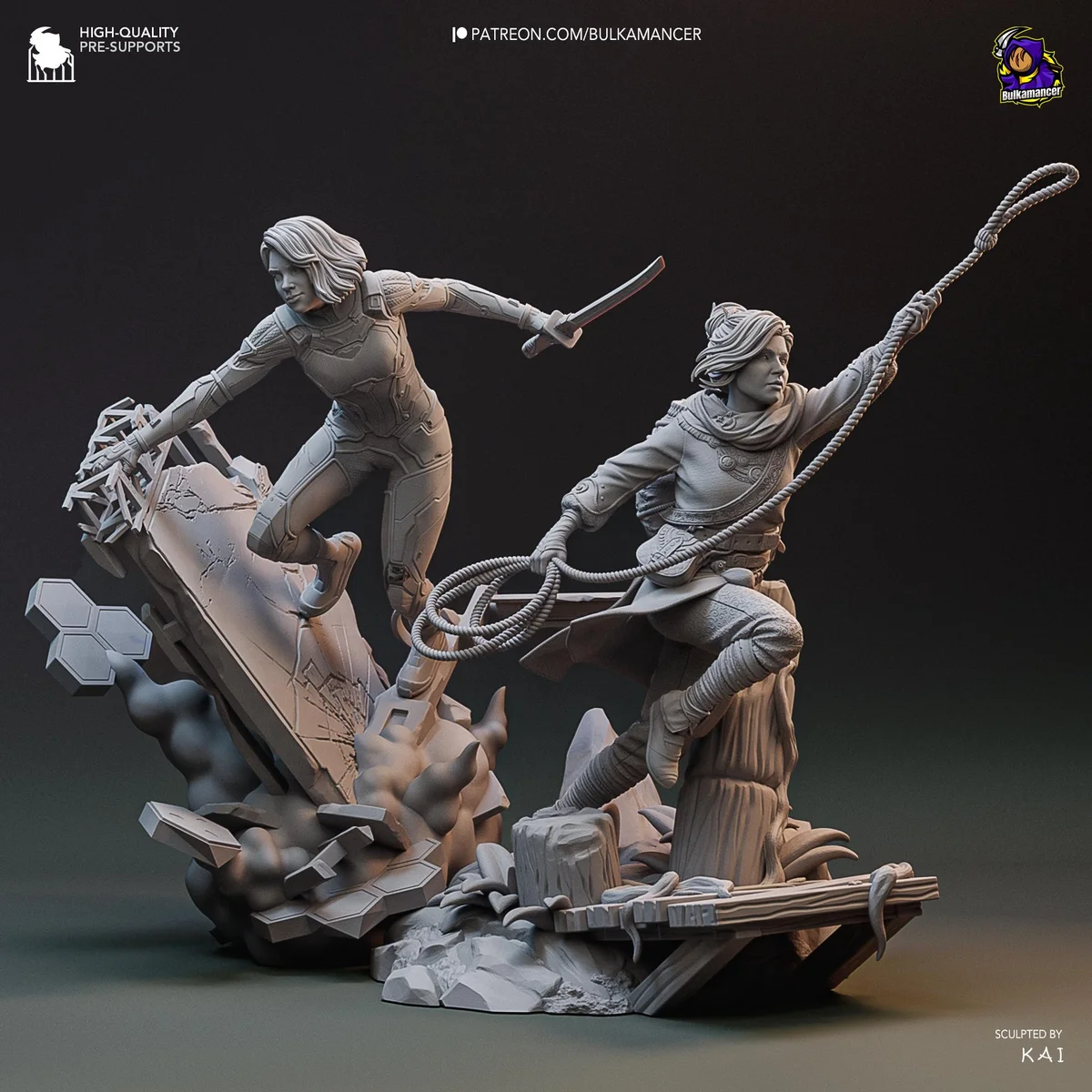 Zoe and Mio Coop Adventure Diorama - Split Fiction Hazelight Unpainted Resin Diorama Kit - 1/8 Scale 252mm 9.9in - 3D Printed Statue Fan Art — 10/10