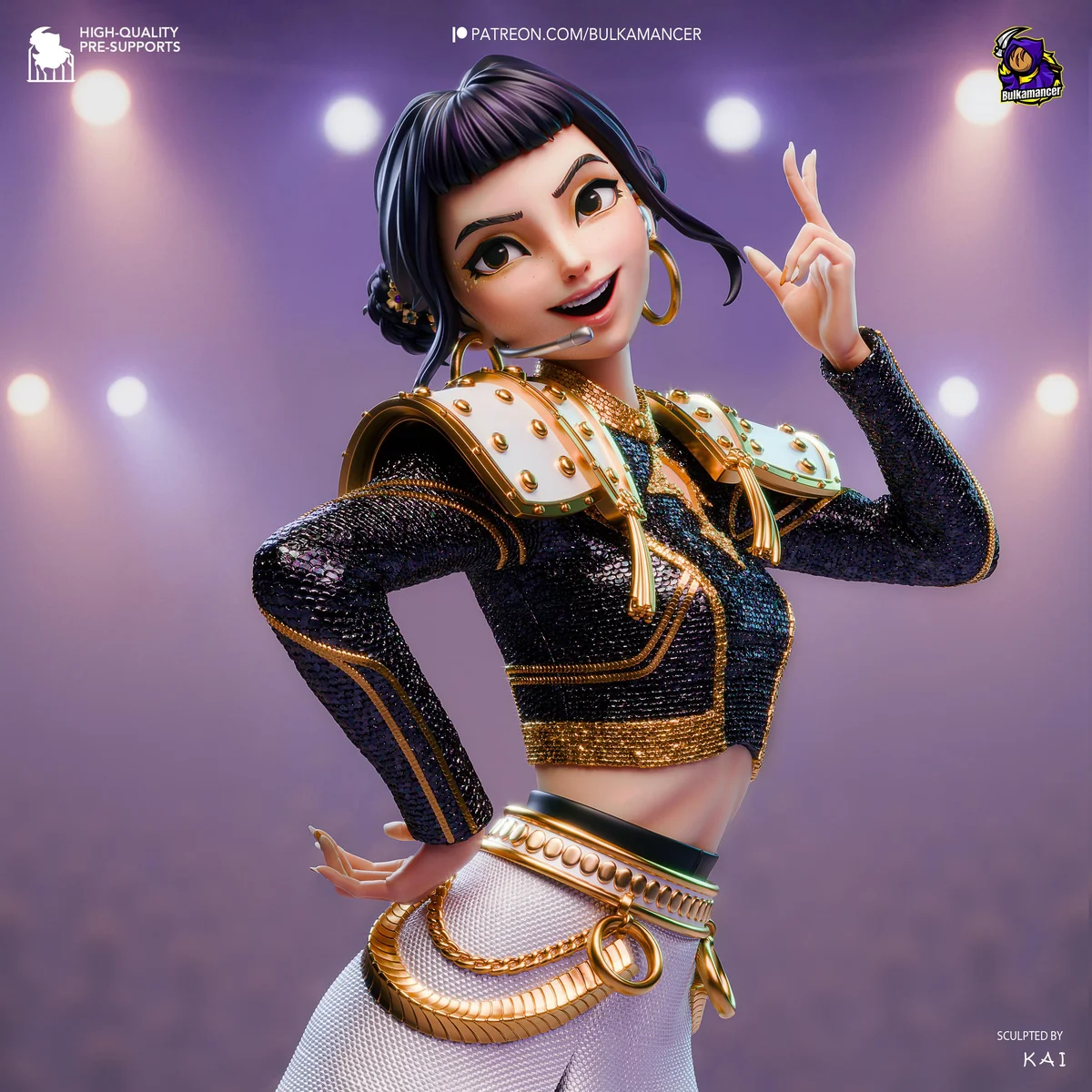Zoey Huntrix Idol - KPop Demon Hunters Netflix Unpainted Resin Figurine Kit - 1/8 Scale 258mm 10.2in - 3D Printed Statue Fan Art — 4/10