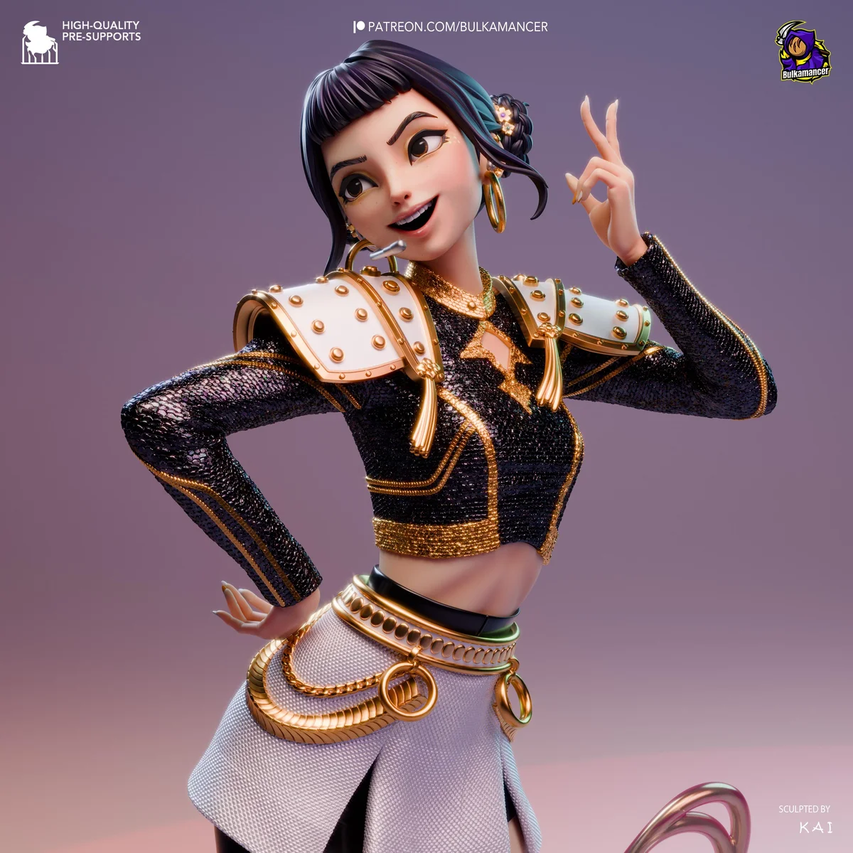 Zoey Huntrix Idol - KPop Demon Hunters Netflix Unpainted Resin Figurine Kit - 1/8 Scale 258mm 10.2in - 3D Printed Statue Fan Art — 5/10